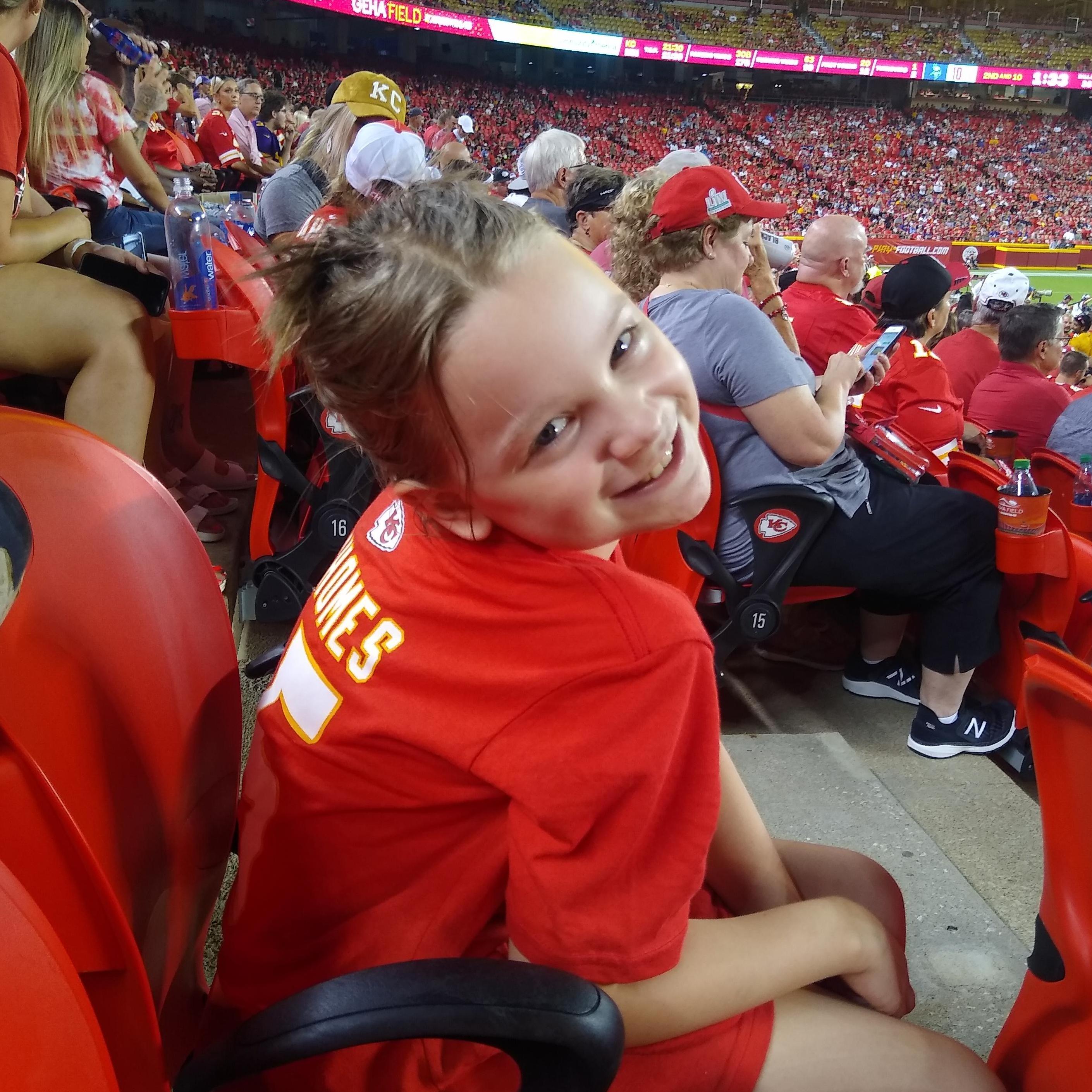 Abbie enjoying a Chiefs Pre-season game