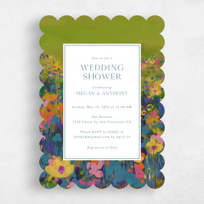 Blue Scalloped Wedding Wedding Shower Invitation - Alta Portrait