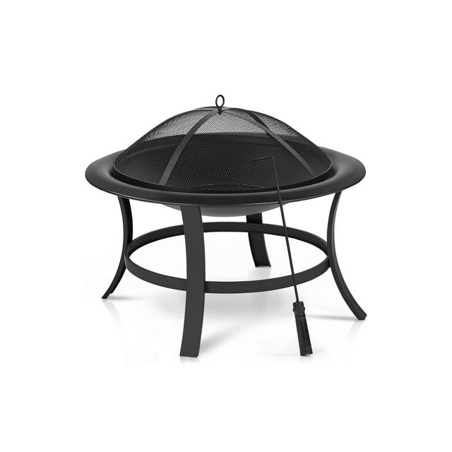 Yaheetech 29" Round Fire Pits Fire Bowl with Spark Screen for Backyard Patio Camping