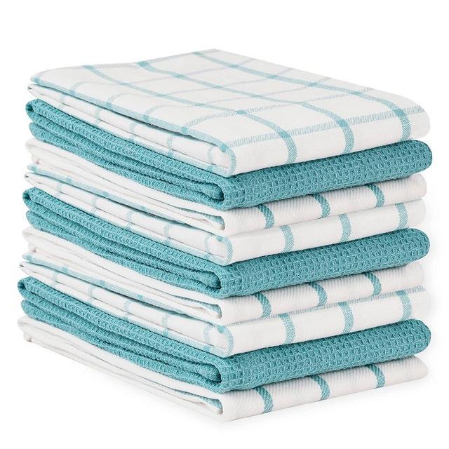 Kitchen Towels and Dishcloths Set - Pack of 12 Cotton Dish Cloths, 18”x 28”, Soft Hand Towels for Kitchen, Absorbent Tea Towels, Premium Kitchen Dish Towels, Quick Drying Cleaning Towels - Aqua Towels
