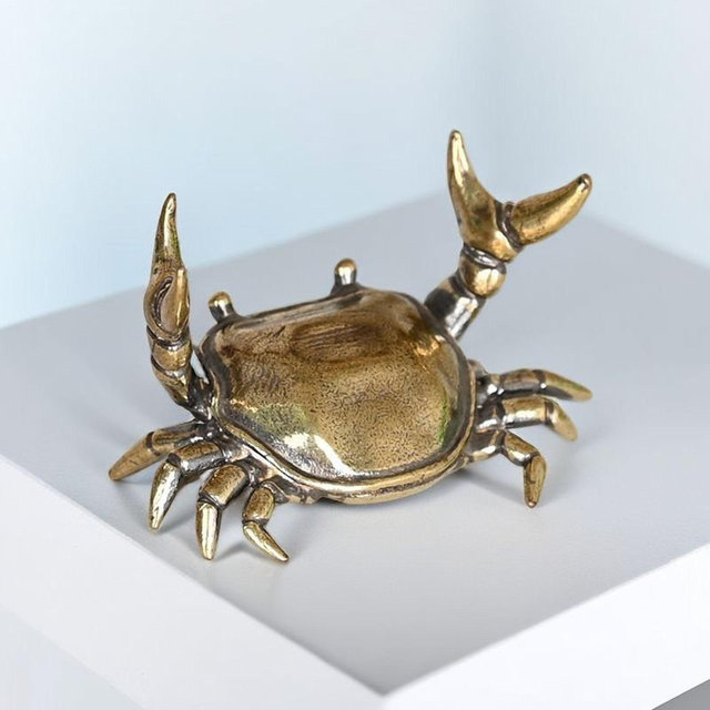 Brass weightlifting crab desktop tea table cover desk creative pen rest/home crafts decorative ornaments