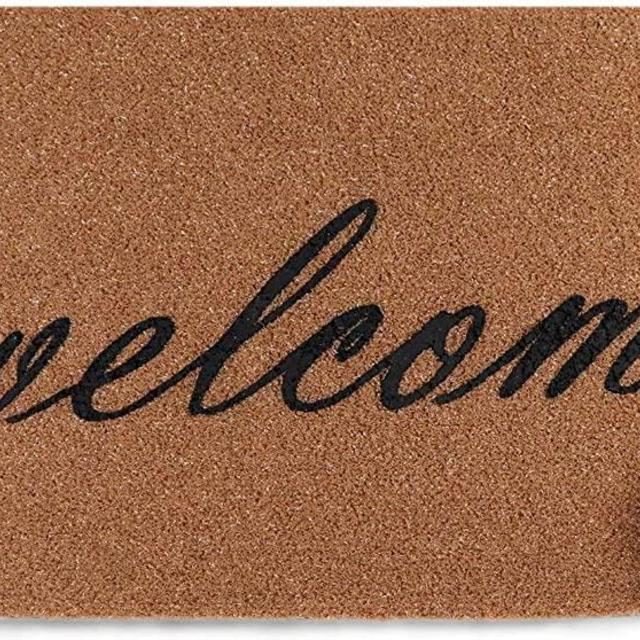 OurWarm Welcome Mats for Front Door, Entryway Welcome Doormat with Thickened Non-Slip PVC Backing for Outdoor and Indoor Use, 16 x 30 Inch Coir Layered Door Mats for Front Porch Farmhouse Decor