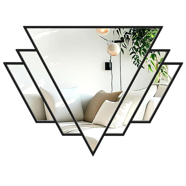 Kemmandi Black triangle Decor Mirror,24x32Inch Farmhouse Wall Mirror,Modern Wall Mounted Mirrors,Metal Framed Vintage Ornate Art Mirror for Living Room Bedroom Fireplace Hallway