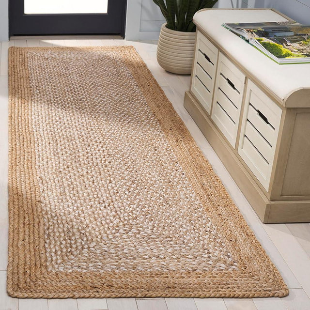 SAFAVIEH Natural Fiber Collection Runner Rug - 2'6" x 8', Natural & Ivory, Handmade Farmhouse Boho Coastal Rustic Jute, Ideal for High Traffic Areas in Living Room, Bedroom (NF885B)