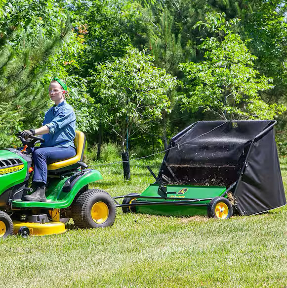 Brinly-Hardy 54 in. 31 cu. ft. Tow-Behind Lawn Sweeper with Extra-Large Capacity and Double-Helix Brushes LS-54JDC