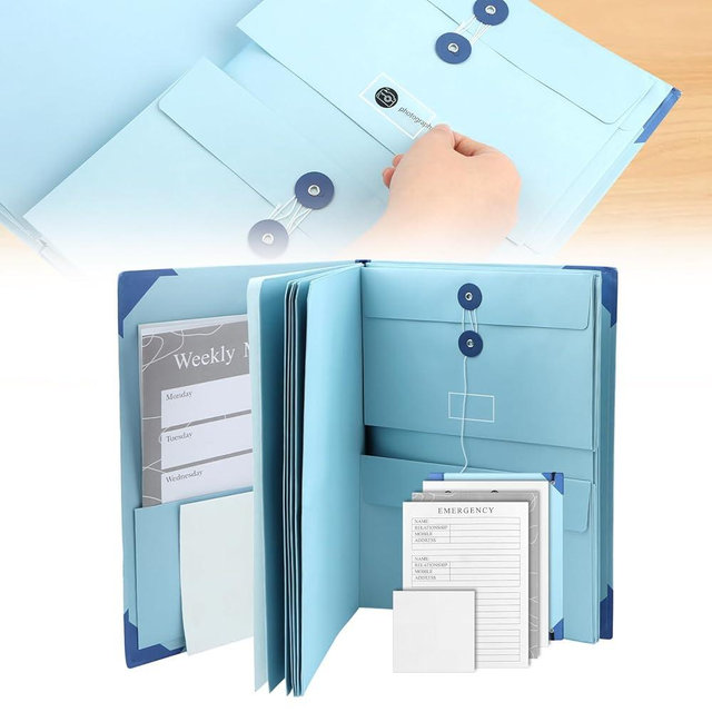 Document Organizer Folio, Important Document Organizer, in Case I Go Missing Binder, Pocket Organ Storage Binder, for Birth Certificate, Social Security Cards, Estate Planning
