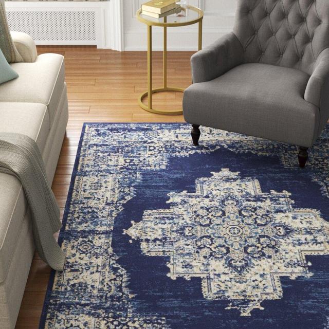 Burnie Oriental Blue/White Area Rug