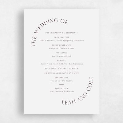 Seashell, Grey Wedding Program - Tarbert