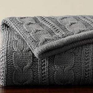 Cozy Cable Knit Throw, 50 x 60", Flagstone Gray