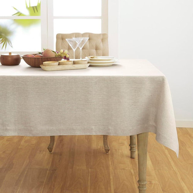 Solino Home Linen Tablecloth 108" L x 60" W Inch – 100% Pure Linen Light Natural Tablecloth – Machine Washable Rectangle Tablecloth for Spring, Easter – Athena