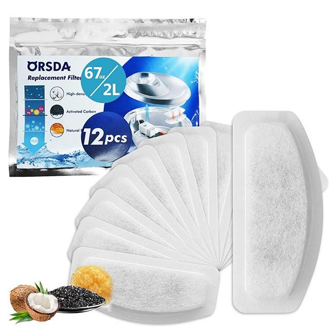 ORSDA Replacement Carbon Filters for 67oz/2L Stainless Steel Multi-Pet Dog and Cat Water Fountains (Carbon Filters)