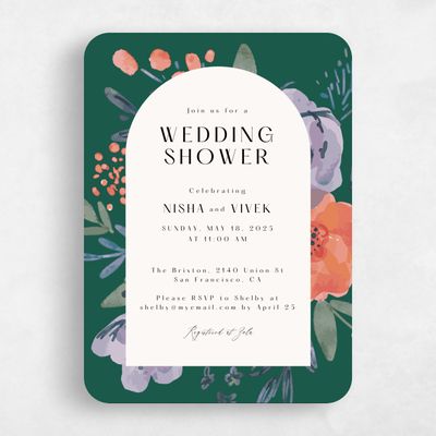 Green Rounded Wedding Wedding Shower Invitation - Colletta Portrait