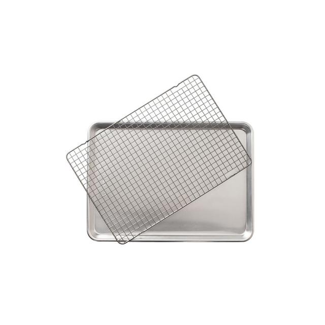 Nordic Ware 2 Piece Half Sheet with Oven-Safe Grid - Silver