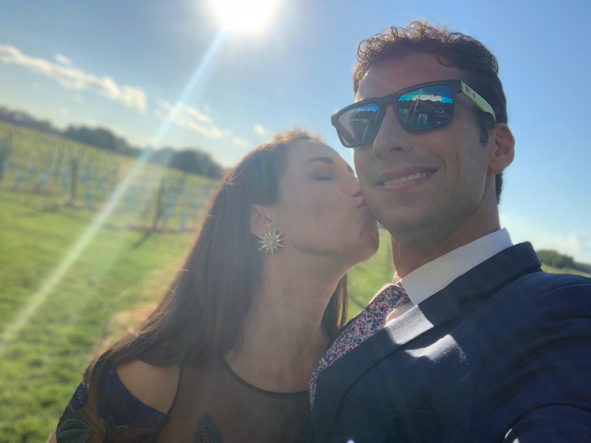 Where Dave learned that if he cheats forward for a selfie on portrait mode, he looks amazing and I'm blurry in the background.