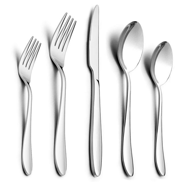 40-Piece Silverware Set, HaWare Stainless Steel Modern Elegant Flatware Cutlery Set, Service for 8, Dinner Knives/Spoons/Forks, Mirror Polished, Dishwasher Safe