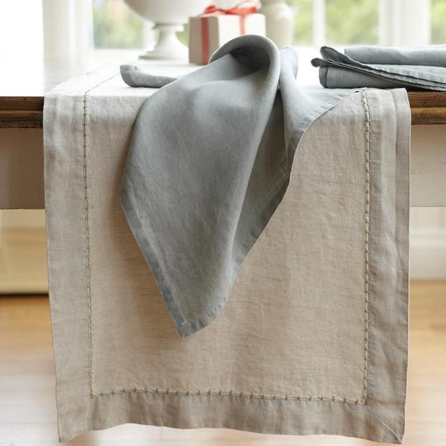 Italian Washed-Linen Table Runner, Flax