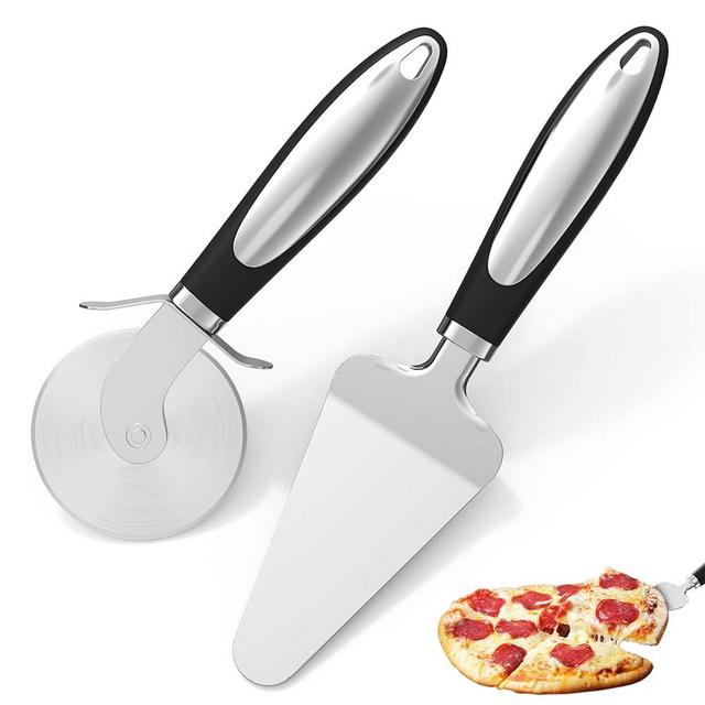 Pizza Cutter, 2PCS Pizza Wheel Cutter and Pie Server, Pizza Cutter Knife with Non-Slip Handle, Stainless Steel Pizza Cutter Wheel Easy to Cut Pizza into Separable Pieces,Sharp Pizza Slicer