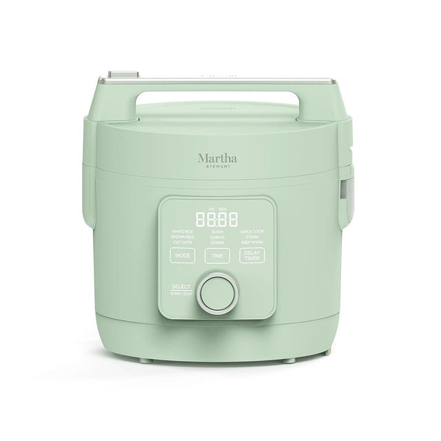 Martha Stewart Rice Cooker, 4 Cup (Uncooked) / 8 Cup (Cooked), Ceramic Non-Stick Removable Pot, Keep Warm, Measure Markings, Steam Basket, Brown & Sushi Rice, Quick Cook, Quinoa, Grains, Oats, Honeydew Green