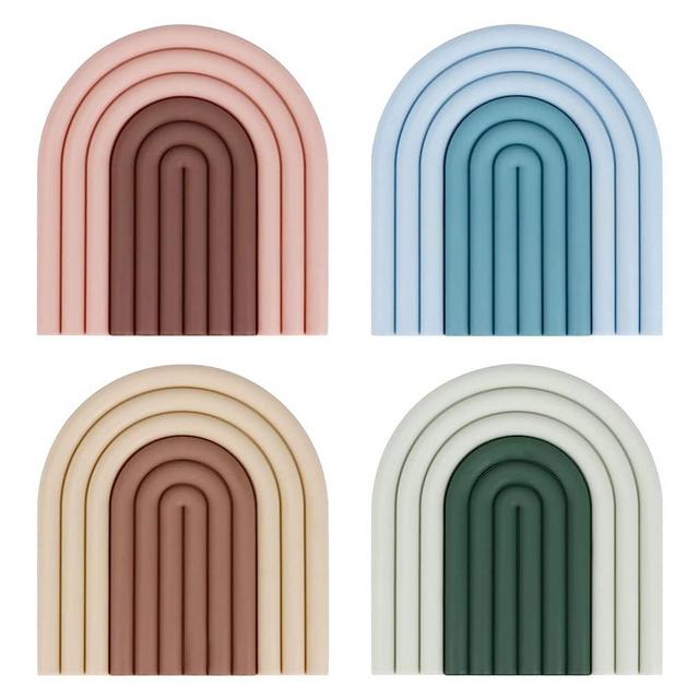 Silicone Trivet Mat Hot Pads，Colorlorful Rainbow Silicone Trivet for Hot Pots and Pans, Heat Resistant Hot Pot Holder for Kitchen (Gradient Colors)