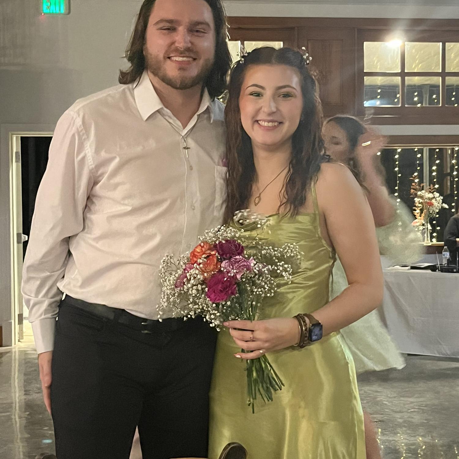 Alex caught the bouquet at …. Wedding