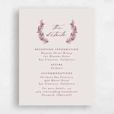 Dark Burgundy, Red Wedding Enclosure - Armoise