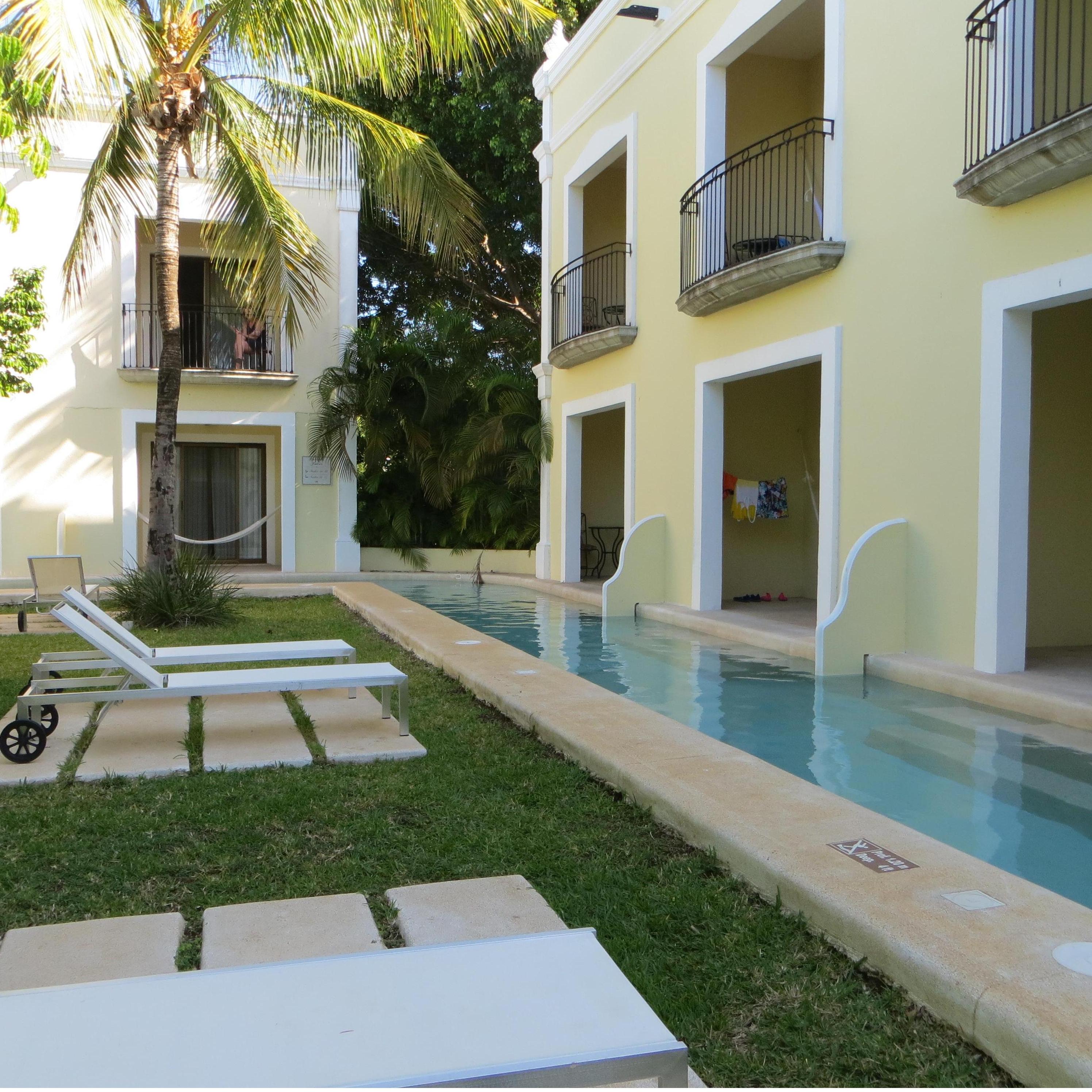 Rooms with dipping a dipping pool in the back yard.