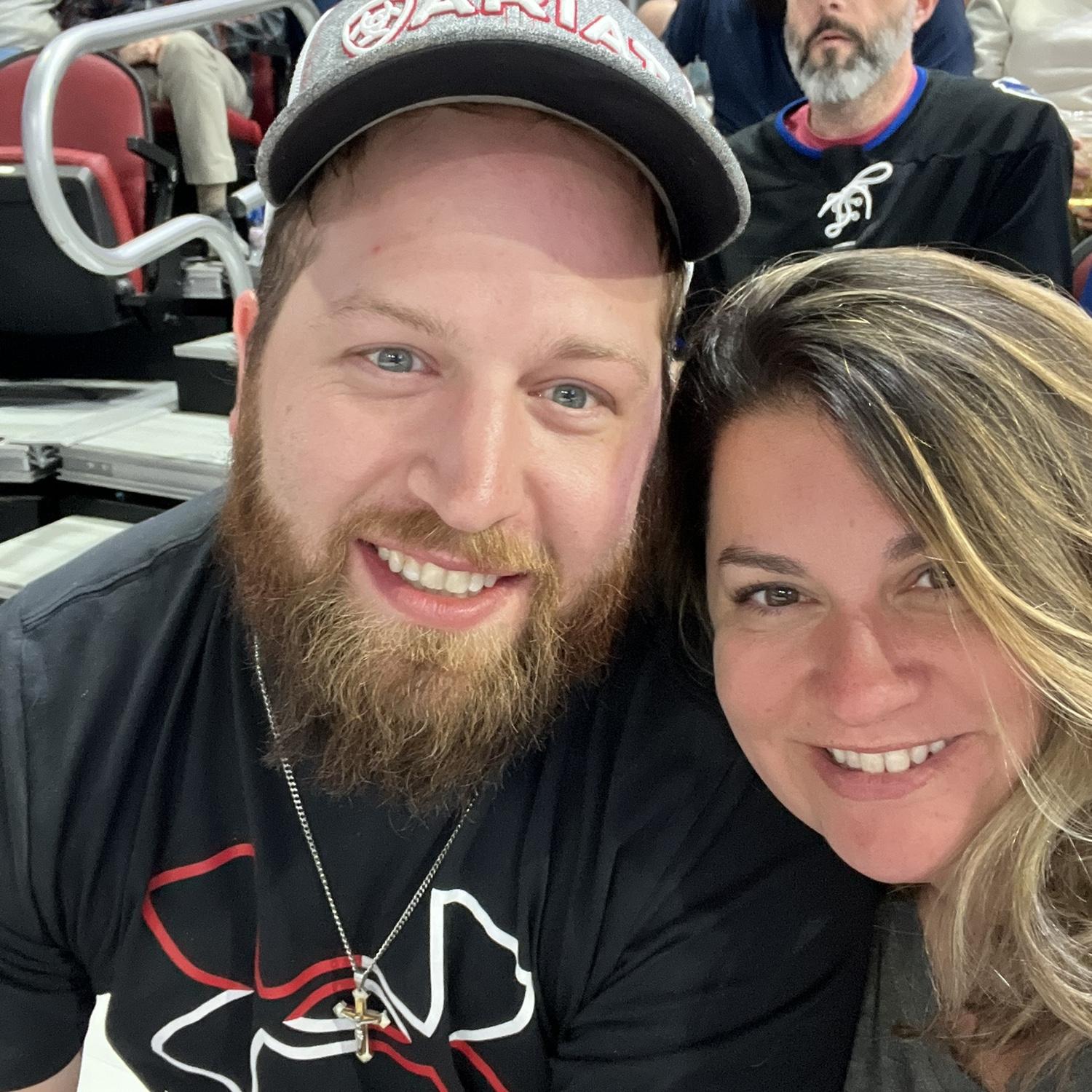Our first date outside of our homes. Hockey game 🏒