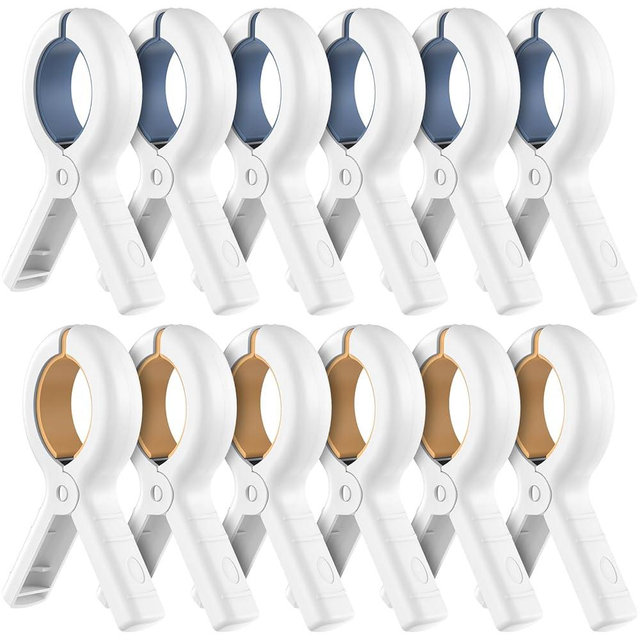 Senbowe 12 Pack Beach Towel Clips,Pool Chair Clips,Heavy Duty Plastic Clothes Pins,Quilt Drying Clips,Windproof Clothes Clips,Keep Your Towel,Clothes,Blankets to Dry on Clothesline and Hanging Rack