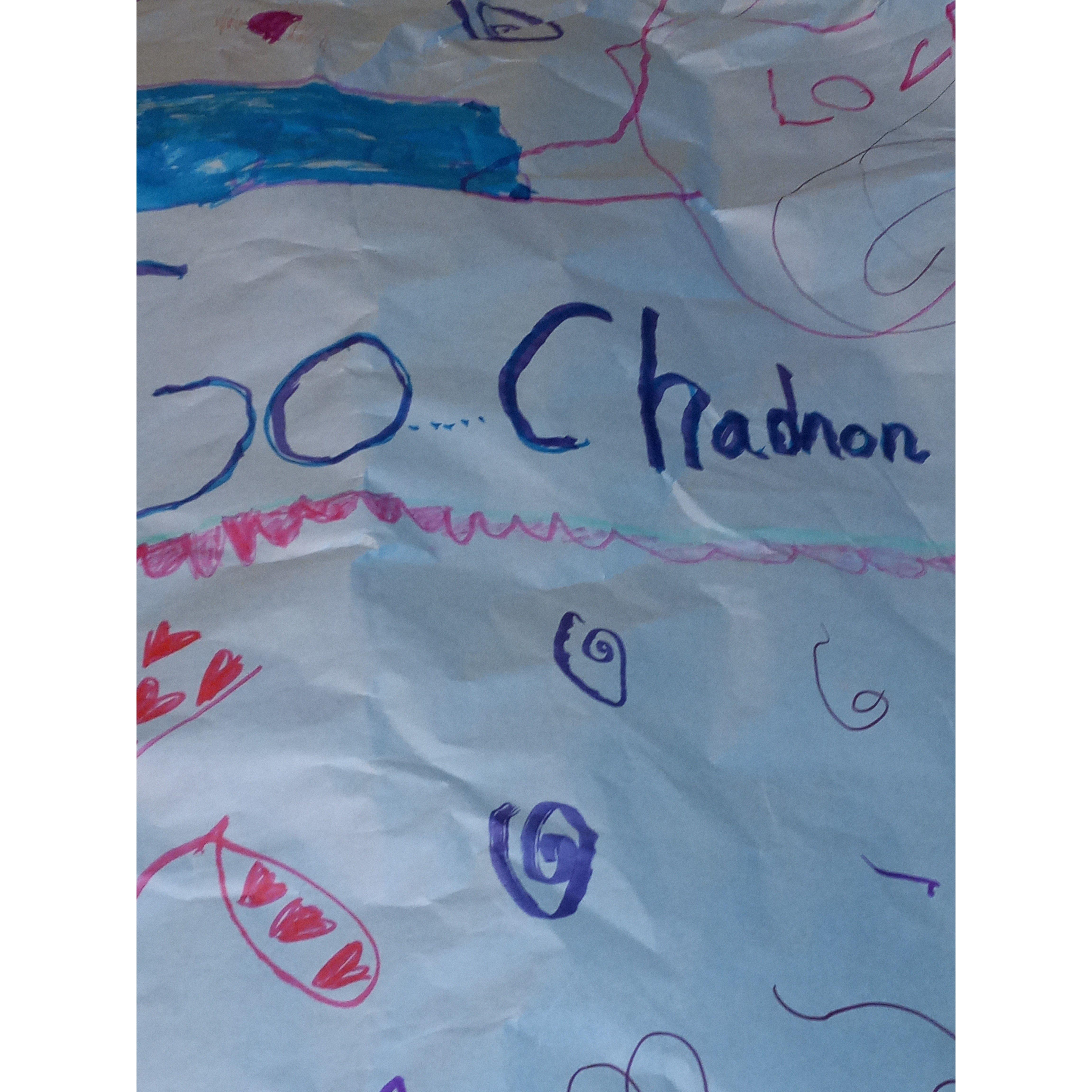 The Banner the kids made when Chad proposed
