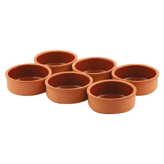 Clay Cooking Pots, 4.5" Terra Cotta, Clay Pots For Cooking - Rustic Clay Pan - Terra Cotta Hitit Dish – Turkish, Indian, Spanish, Mexican Cazuela Dishware / Cookware - Vintage Cooking Pot ( 6 Pack)