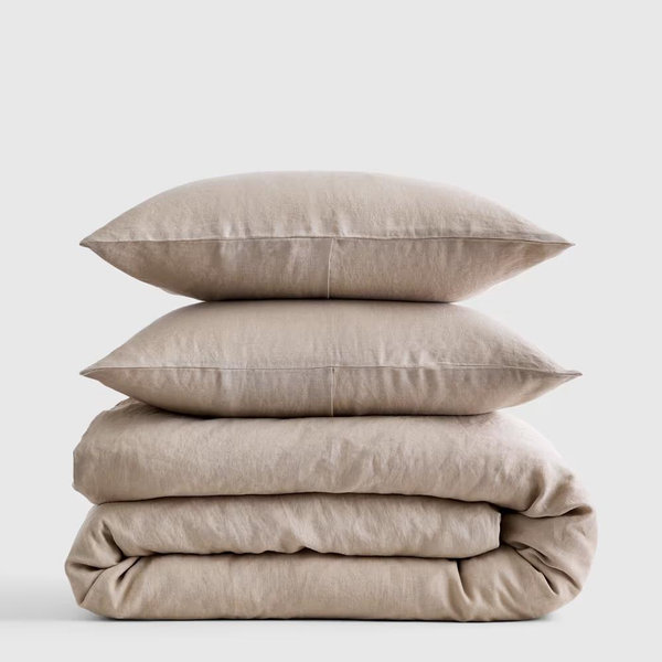European Linen Duvet Cover Set - King/Cal King- TOFFEE