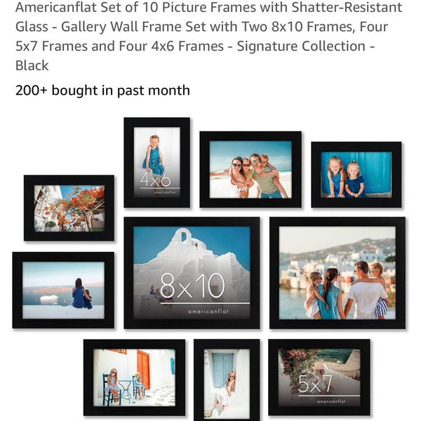 Americanflat Set of 10 Picture Frames with Shatter-Resistant Glass