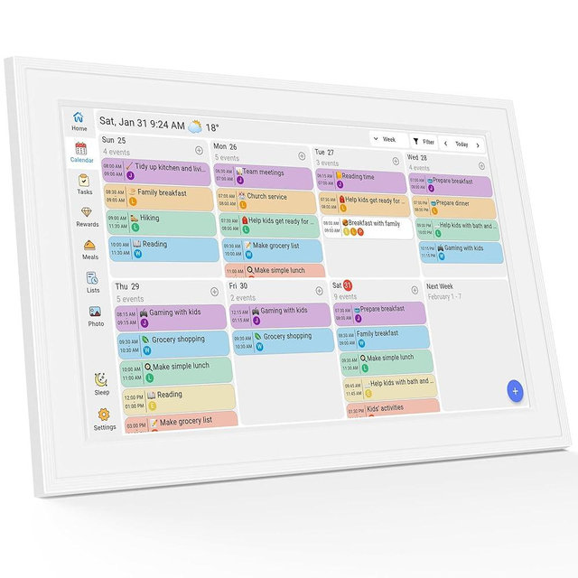 Digital Calendar, 10.1-inch Smart Wall Planner Electronic Calendar & Chore Chart, Smart Touchscreen Interactive Display for Family Schedules, Organize Your Daily & Family Routines, Desk & Wall Mount