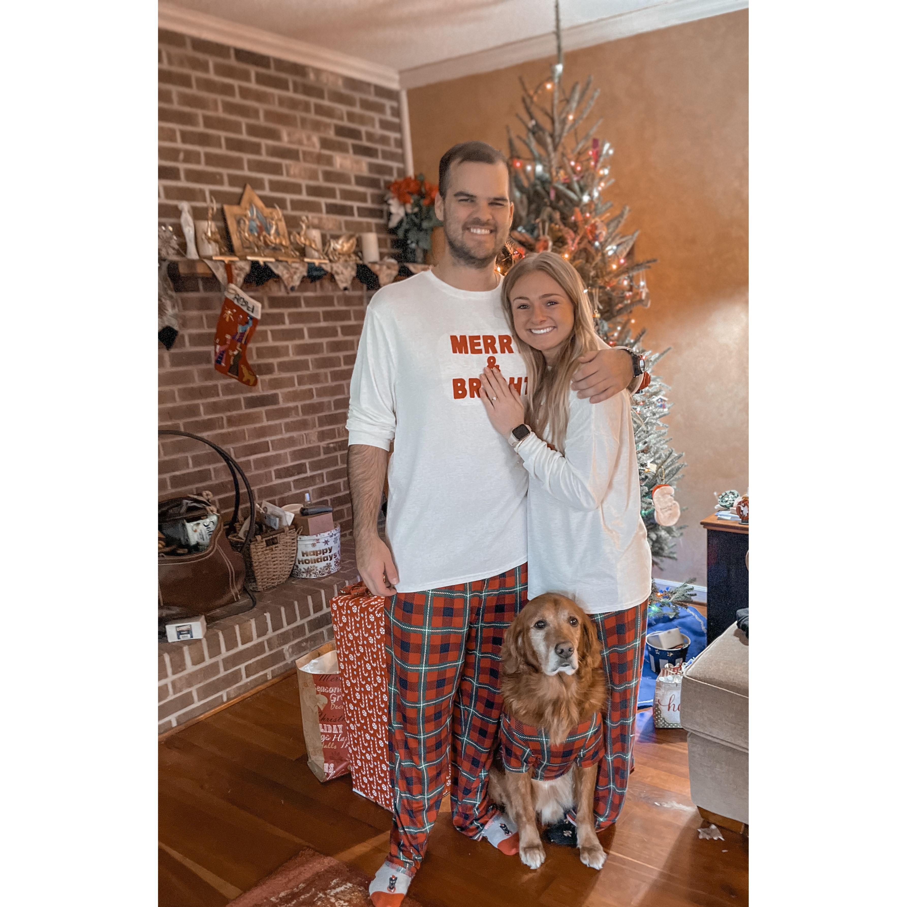 First Christmas in matching pajamas