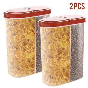 2pcs Airtight Cereal Dispenser Snack Container Storage Keeper 12-18 oz Capacity for Dry Food Flour Nut Sugar with Hovering Flip Top Lid and Large Mouth for Easy Pouring - Maroon