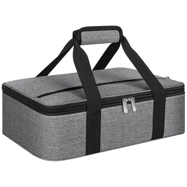 MIAOJIE Insulated Casserole Carrier, Portable Casserole Carrier for Hot or Cold Food Lunch Tote Warmer or Cooler Bag, Lasagna Lunch Bag for Potluck Parties- Fits 9" x 13" Baking Dish-Charcoal Grey