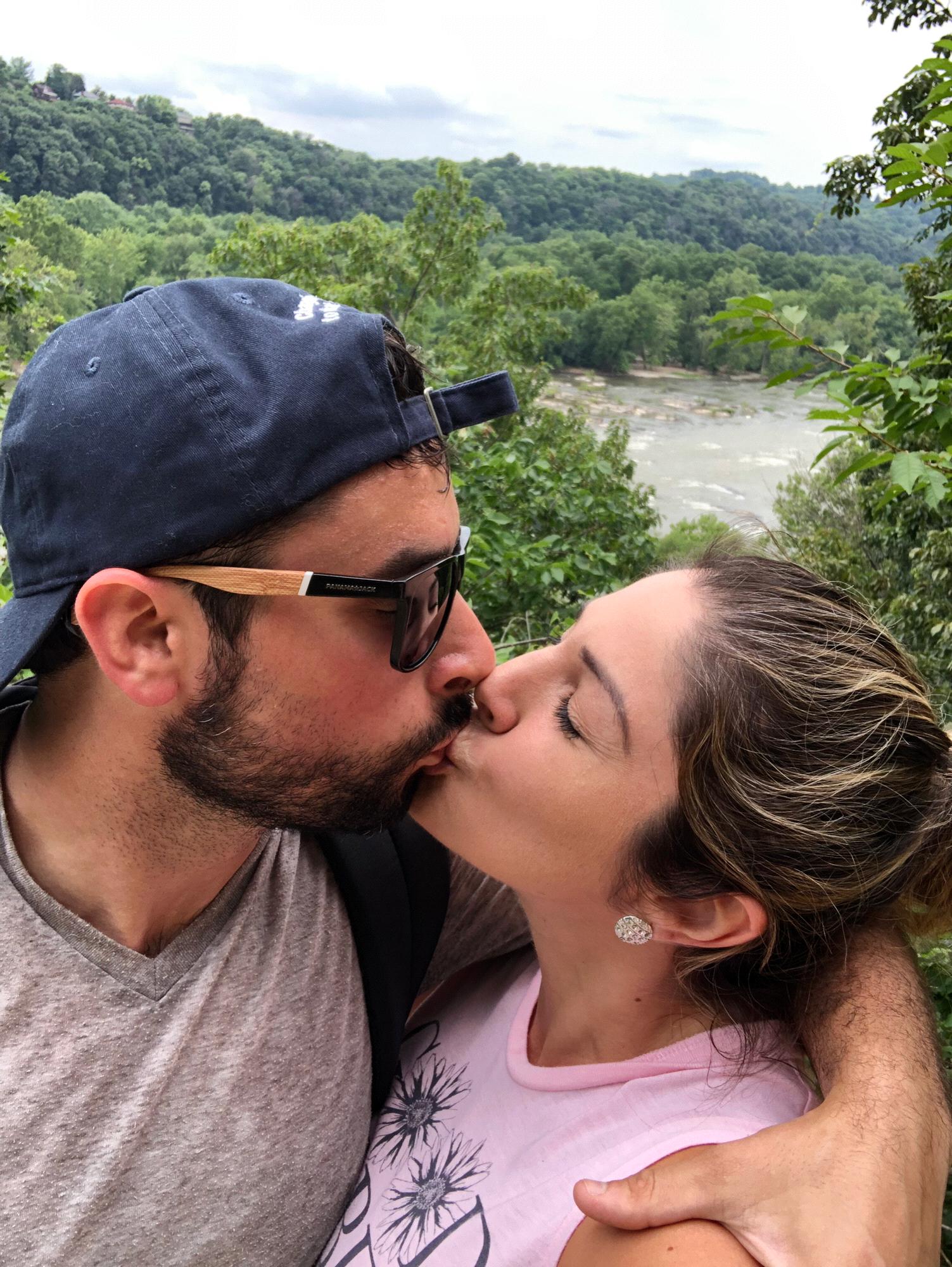 We workout too! Hiking in West Virginia.