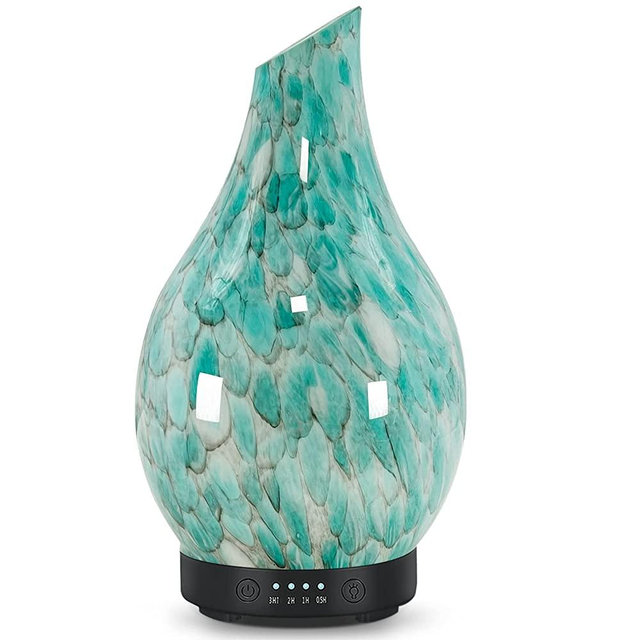 Essential Oil Diffuser 120ml Ultrasonic Aromatherapy Diffuser with Handmade Glass BPA Free Waterless Auto-Off Timer Setting 7 Colors Changed LED for Home Yoga Office (Cobblestone)