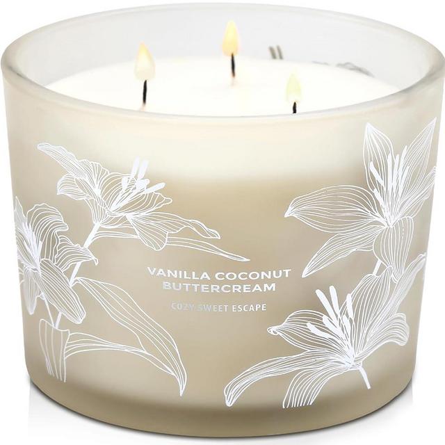 Vanilla Coconut Buttercream 3-Wick Soy Scented Candle, 14.5 oz Large | Aromatherapy | Clean Burn, Long-Lasting | Creamy Vanilla & Toasted Coconut Candle for Home