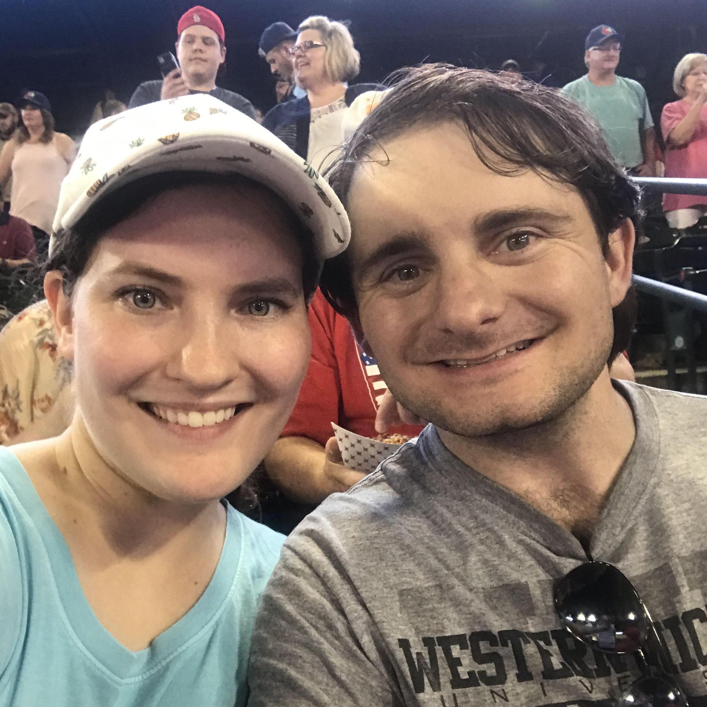 Watching a Redbirds baseball game in Downtown Memphis, Tennessee May 2018
