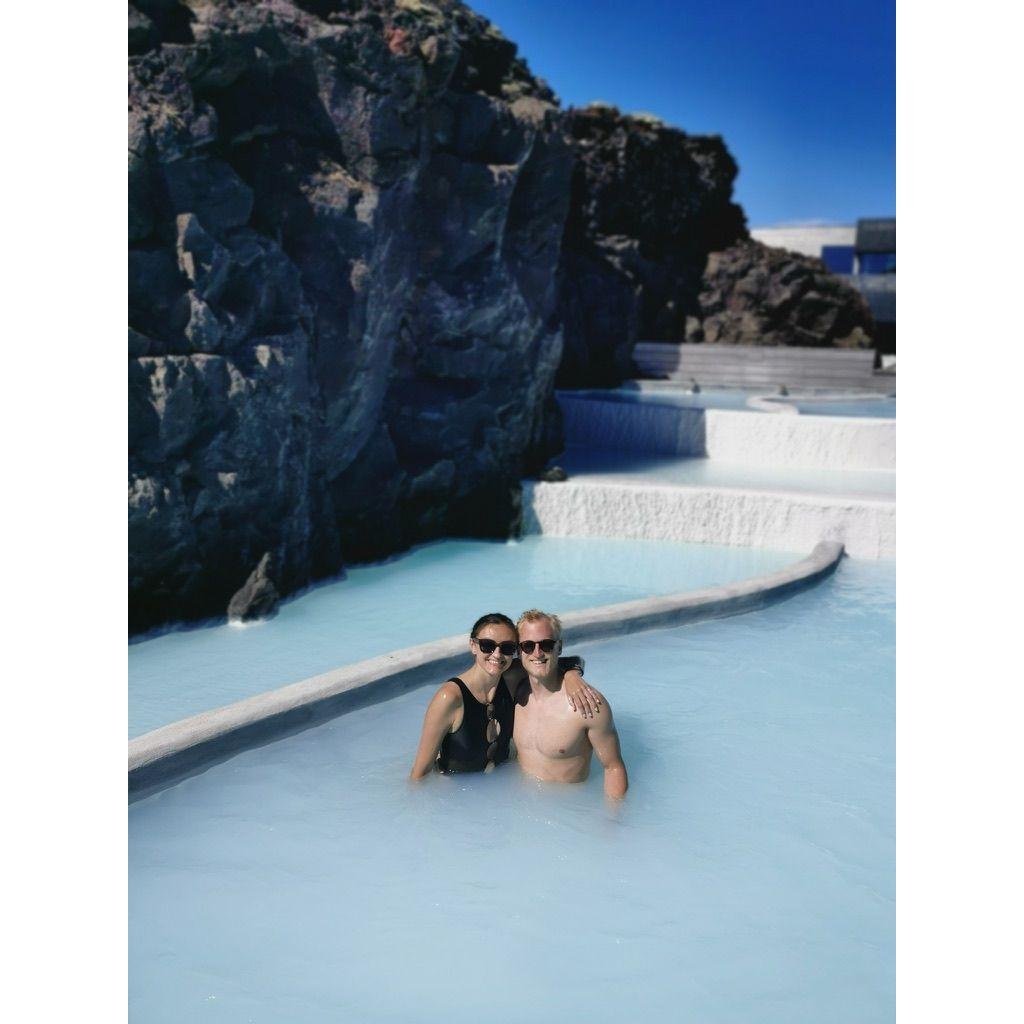 Layover in Iceland, so a trip to Blue Lagoon for Chris's 30th birthday!