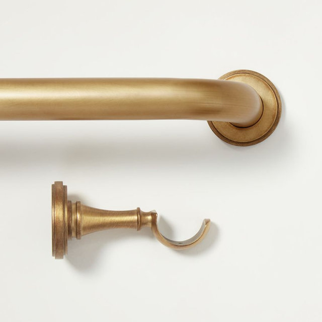Somorset Curtain Rod, Burnished Brass, 48" - 88", 1.25" Diam.