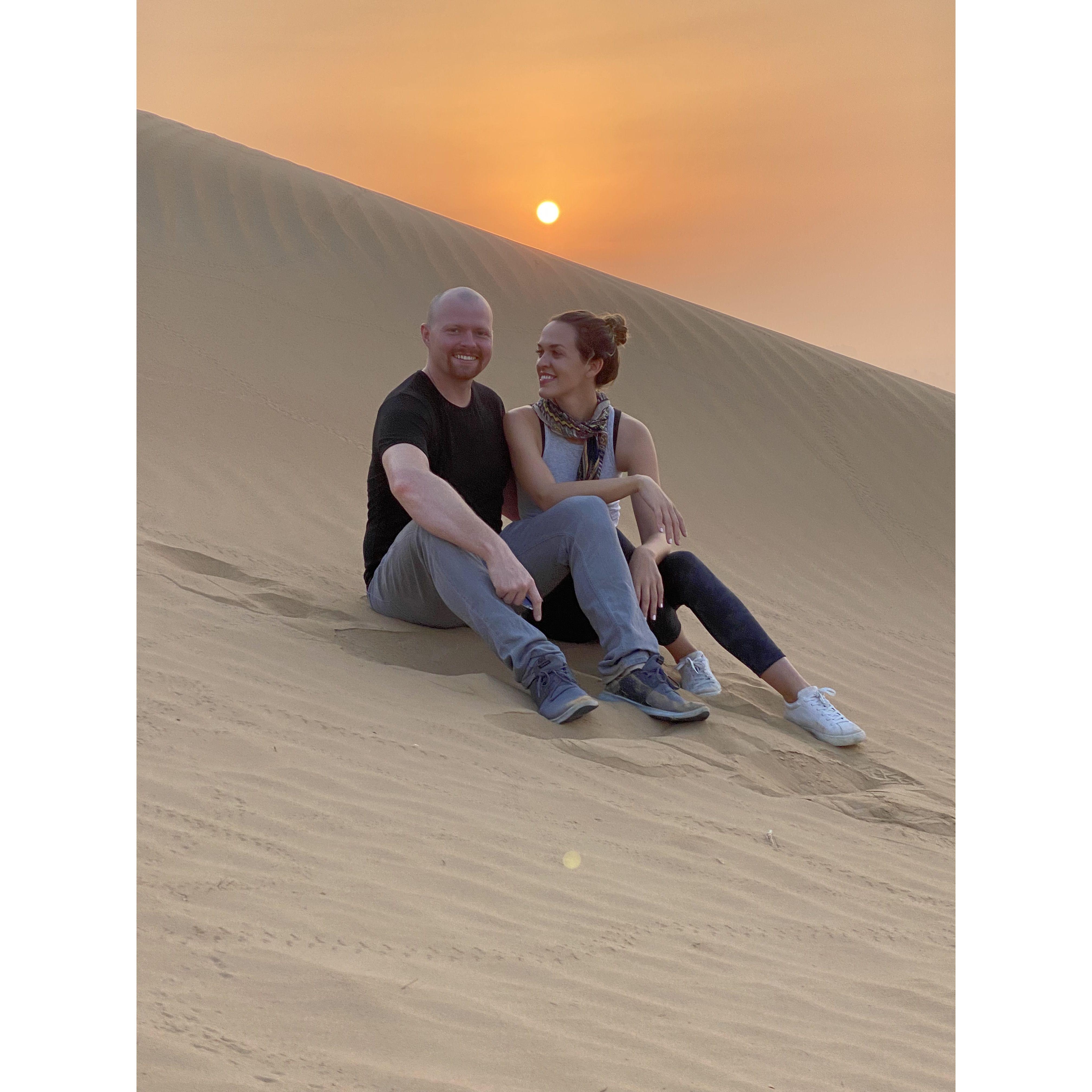 Jake surprised Ashley with a sunrise camel ride in Dubai for her birthday.