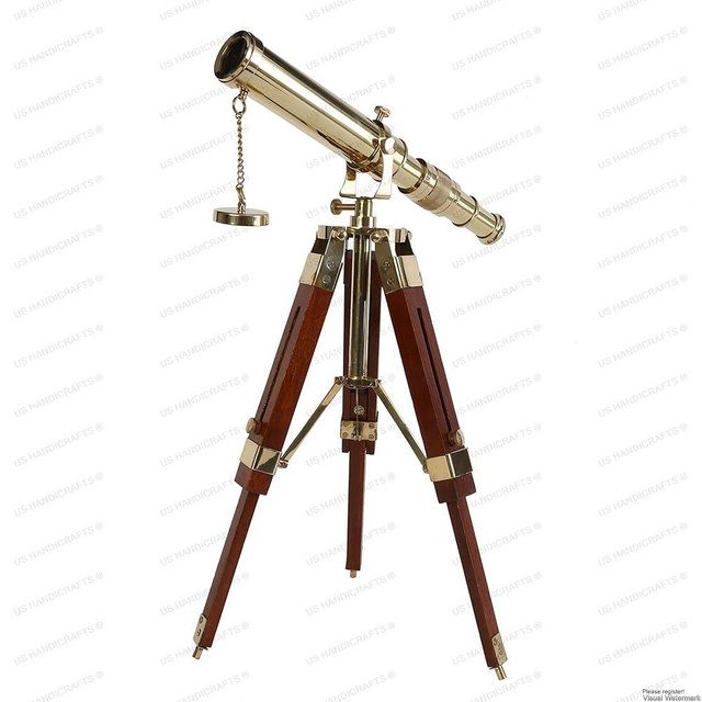 Vintage Brass Telescope on Tripod Stand use DF Lens Antique Desktop Telescope for Home Decor & Table Accessory Nautical Spyglass Telescope for Navy and Outdoor Adventure