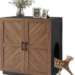 Unipaws High Type Cat Litter Box Enclosure, Walnut