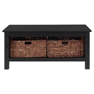 40" Wood Storage Coffee Table with Totes - Black - Saracina Home