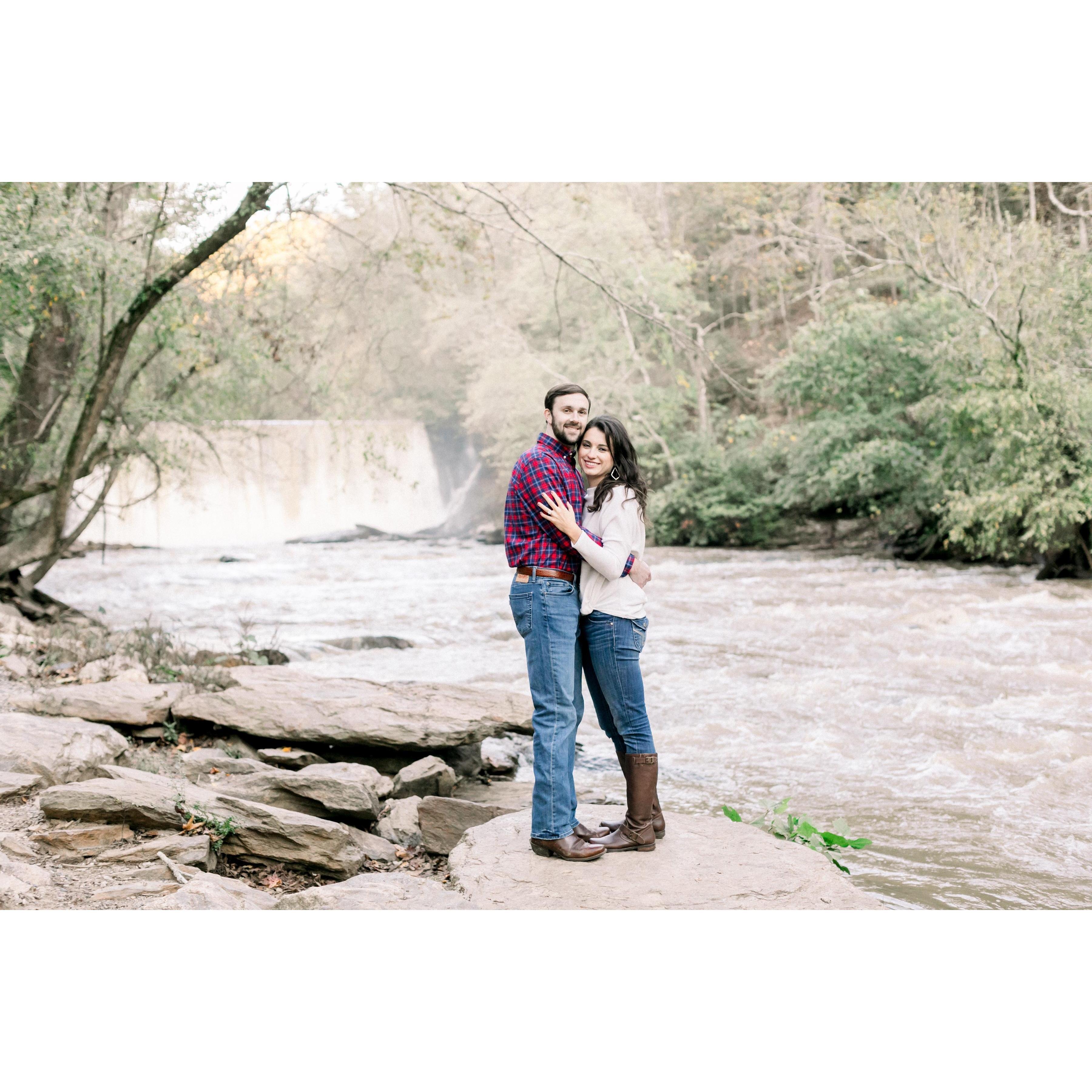 Engagement Photos in Rosewell Mill Park - Abby Byrd Photography
