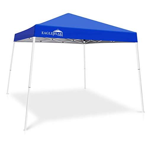 EAGLE PEAK 10' x 10' Slant Leg Pop-up Canopy Tent Instant Outdoor Canopy Easy Set-up Folding Shelter with 64 Square Feet of Shade (Blue)