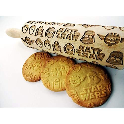 STAR WARS rolling pin. Wooden embossing rolling pin with Star Wars pattern for homemade cookies