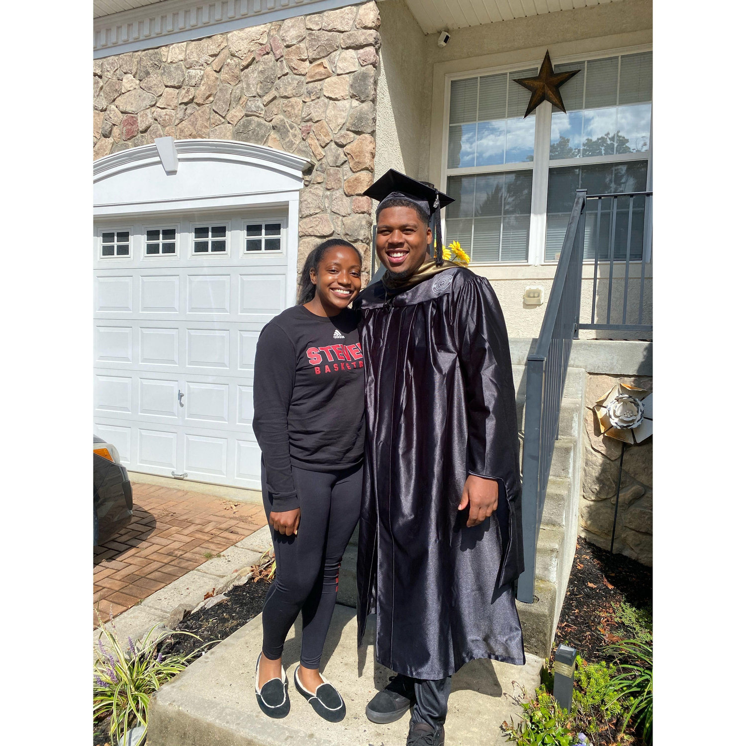 Due to COVID Jameson had to graduate with his Master's at home. Regardless the two still made sure to celebrate!